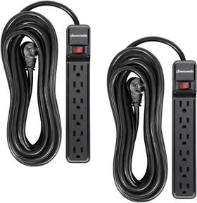Hou625b Dewenwils 2-pack Power Strip Surge Protector 25 Ft Extra Long Extension Black