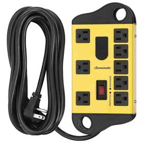 Hou802a Dewenwils 15 Ft. Heavy-duty Metal Power Strip Surge Protector With 2-usb Ports