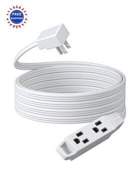 La004e Dewenwils 15ft Flat Plug Extension Cord 3 Prong Thin Power Strip 360 Rotating