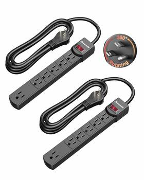 Dewenwils La004n 6ft Long Power Strip With Large Spacing Sockets 300j Surge Black