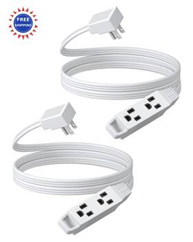 La052p Dewenwils 6ft 2 Pack Flat Plug Extension Cord Power Strip 1625w 16 3 Awg