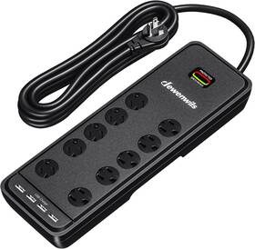 Ps-1017f-1c Dewenwils 10-outlet Surge Protector Power Strip With 4 Usb Ports 15 Ft Long Ext