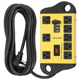 Ps-831f-1a Dewenwils Ps-831f-1a/kab-2a5 8-outlet Metal Power Strip Surge Protector With 2 Usb 15 Ft Yellow