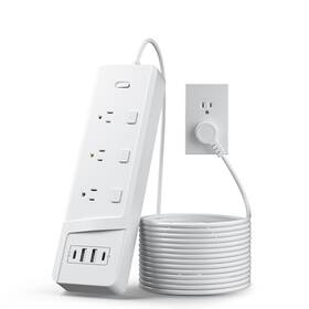 Deybkno 762949930502 Extension Cord 6 Ft Power Strip With Widely Ac Outlets 4 Usb 2 Usbc Flat