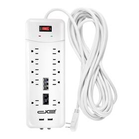 Digital Energy 840140300369 10-outlet Flat Plug 3500 Joules Heavy Duty Surge Protector 8