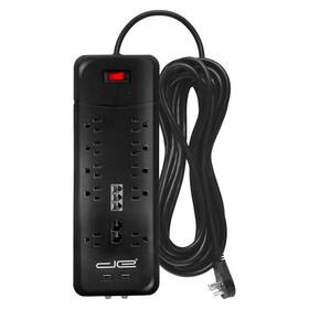 Digital Energy 840140300376 10-outlet Flat Plug 3500 Joules Heavy Duty Surge Protector Pow