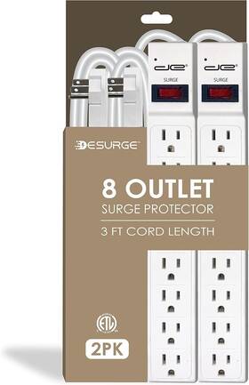 1875 Digital Energy 840140394665 8 Outlet Surge Protector - 15 Amp W 125 V 350 J Protection Etl Lis