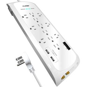 Dee1-1122 Digital Energy Surge Protector With 4.2 Amp Usb 12 Outlet White 6 Ft