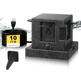 Dkenicor 704090822169 Outdoor Multi Socket With Stake Weatherproof 4 Wide Outlets Waterproof Power