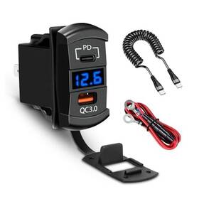 Yj-ds2312b Dongguan Yujie Electronic Technology Co. Ltd Usb Rocker Switch Outlet With Voltmeter Usb-c Pd And Usb-a Fast Charging Panel