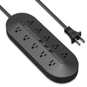 Gg183 Dorggi 10-outlet 2 Prong Power Strip With 3 Usb Ports Polarized To