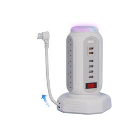 Dyssipative 784117345437 Power Strip Surge Protector Tower 15 Ac Outlets And 6 Usb Ports With Led Lig