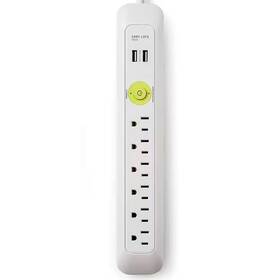 Easylife Tech 744110342994 6 Ft. 6-outlet 2-usb Power Strip Surge Protector - White