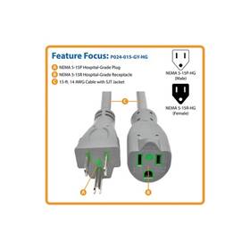 P024-015-gy-hg Eaton Electrical - Power Cable Nema 5-15p Male Left Gender