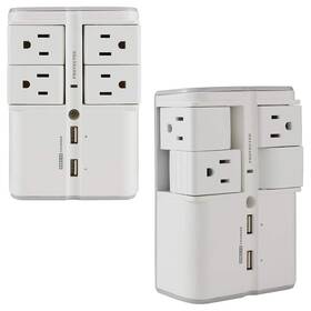 Echogear 793795535405 Usb Wall Charger Surge Protector With 4 Pivoting Ac Outlets And 2 Ports Inch Pack