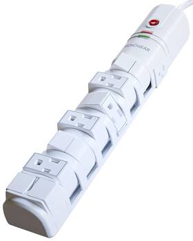 Echogear 793795535504 Voltspin Surge Protector Power Strip With Rotating Outlets Flat Plug Long Cor