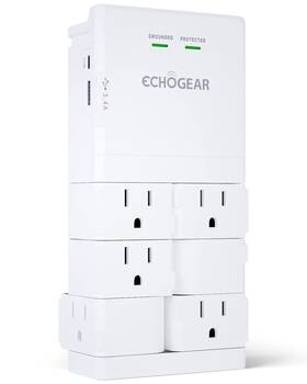 Echogear 793795535955 Wall Outlet With Usb Ports And Surge Protection Power Protect 8 Devices 6 Rotating