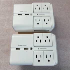 Echo-asb412 Echogear 2 Pack Usb Wall Charger Surge Protector 4 Pivoting Ac Outlets