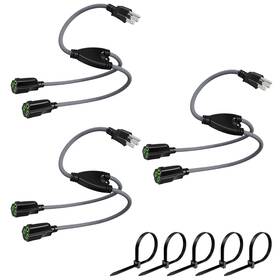 Cord3 Ecjtu 723496996960 3 Prong 1 To 2 Outlet Power Splitter Pack 1.5ft/18inch Extension
