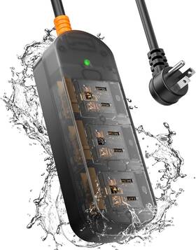 Ipx6 Eigso 744759085436 Crystal Clear Power Strip Grade Waterproof Surge Protector With 3 Ac