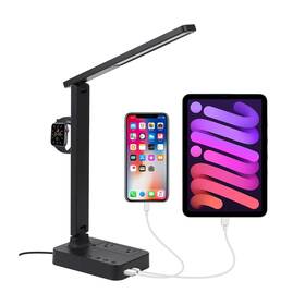 Elcbeam 762704432951 Power Strip With Led Desk Lamp Dimmable Table Reading 2 Usb Po