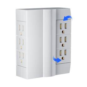 Elpc-jc63-6out Elecan 6 Outlet Extender Side Access Swivel Power Splitter 3 Rotatable Multi Outle