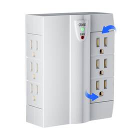 Elpc-jc63s-ad Elecan 6 Outlet Extender Surge Protector Side Access Swivel Power Splitter White