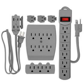 Electery 060975641795 7-piece Multi-outlet Value Pack 6-outlet Strips Extenders Adapters 5ft Cord