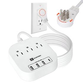 Rop-w10 Electery 360 Rotating Flat Plug Power Strip 10 Ft Extension Cord With 3 Ac Outlets 4