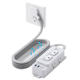 Electmagic 768556046889 Power Strip Surge Protector - 6 Outlets And 4 Usb 2 C 5ft Braided Cord