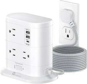 Electric Inc 711181106978 Tower Power Strip With Surge Protection Flat Plug 7 Ac Outlets