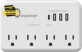 Otwl4 Electric Inc Wall Outlet Extender Surge Protector With 4 Ac Outlets Usb Ports 1 C Mul