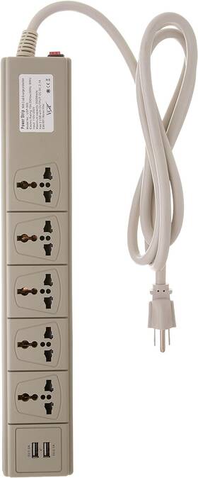 Usp-500usa Electronics Multi-outlet Universal Power Strip With 2 Usb Ports And 5-outlets 110 Volt To 25