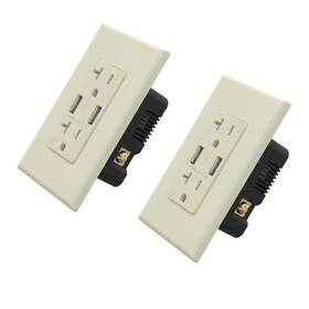 Elegrp 195330000476 4.0 Amp Dual Usb Ports With Smart Chip 20 Duplex Wall Plate Almond 2 Pack