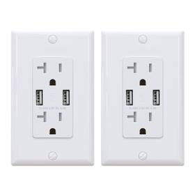 Elegrp 195330000483 4.0 Amp Dual Usb Ports With Smart Chip 20 Duplex Tamper Resistant 2-pack