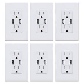 Elegrp 195330000537 4.0 Amp Dual Usb Ports With Smart Chip 15 Duplex Tamper Resistant 6-pack
