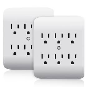Elegrp 957064537284 6-outlet Extender With Central Anchor 3-prong Grounded Wall Tab Multiple Outl