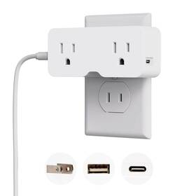 Aa0202-ca-wh Elegrp Us To Japan Plug Adapter Multi Outlet With Usb C And A Ports 4.2a