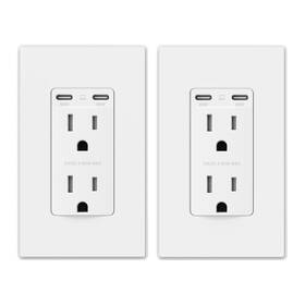 Aur03-65wcc15a-wh2-ele Elegrp Usb C Outlet Receptacle 15 Amp Matte White 2 Pack Ultra-speed Laptop