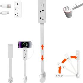 Emitymutic 313097292273 Retractable Power Strip With Usb Ports And Ac Outlets For Hard-to-reach Areas