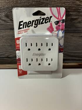 Eng-tap01 Energizer 6 Outlet Grounded Wall Tap White Mounting Holes
