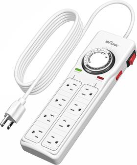 Bnc-u1 Eruule 8 Outlet Surge Protector With Mechanical Timer 4 Outlets Timed Alway