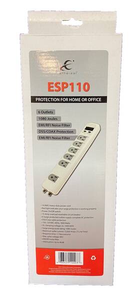 Esp110-surge Ethereal Esp110 Protector-6 Outlets-emi/rfi Noise Filter-dss/coax-new