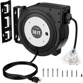 Mlph005lt210 Etokfoks Extension Cord Reel 50 Ft. 14awg/3c 13 Amp With 3 Grounded Outlet Black