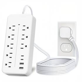 Exgolgrik 780007189525 15ft Flat Surge Protector Extension Cord - 3 Prong Indoor Power Solution