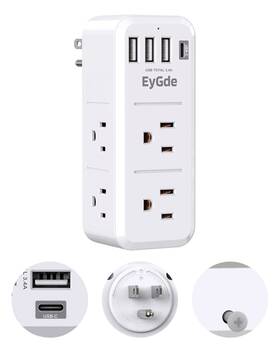 Hu-xi-190 Eygde Multi Plug Outlet Extender Surge Protector 1700j Wall Power Strip With Rotat