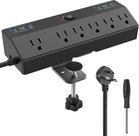Fararaka 445022347390 Desk Clamp Power Strip 2 Usb C Desktop Mount Outlet Charging Station 10ft Exten