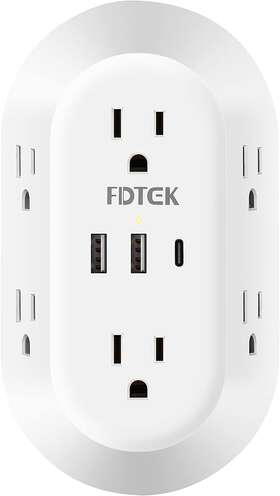 Fdtek 689988931683 Usb Wall Charger Surge Protector 6 Outlet Power Strip Multi Plug