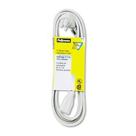 Fel99595 Fellowes Indoor Heavy-duty Extension Cord 3-prong Plug 1-outlet 9ft Length Gray