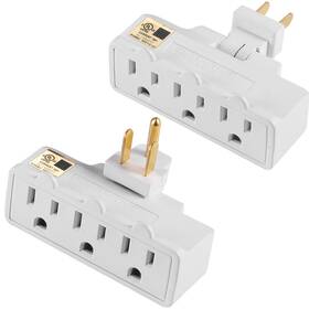 Fiiman 798623989955 3 Outlet Wall Adapter Ul Listed 3-prong Grounded 180 Degree Swivel Plug